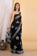 Load image into Gallery viewer, Cotton Linen Saree with Hand Block Print - Shivanya Handicrafts Women's Traditional Indian Wear