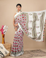 Load image into Gallery viewer, Cotton Linen Saree with Hand Block Print - Shivanya Handicrafts Women's Traditional Indian Wear