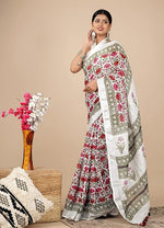 Load image into Gallery viewer, Cotton Linen Saree with Hand Block Print - Shivanya Handicrafts Women's Traditional Indian Wear