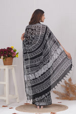 Load image into Gallery viewer, Cotton Linen Saree with Hand Block Print - Shivanya Handicrafts Women's Traditional Indian Wear