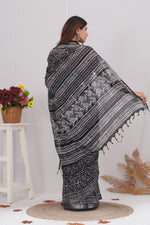 Load image into Gallery viewer, Cotton Linen Saree with Hand Block Print - Shivanya Handicrafts Women's Traditional Indian Wear