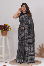 Load image into Gallery viewer, Cotton Linen Saree with Hand Block Print - Shivanya Handicrafts Women's Traditional Indian Wear