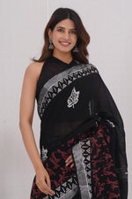 Load image into Gallery viewer, Cotton Linen Saree with Hand Block Print - Shivanya Handicrafts Women's Traditional Indian Wear