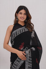 Load image into Gallery viewer, Cotton Linen Saree with Hand Block Print - Shivanya Handicrafts Women's Traditional Indian Wear