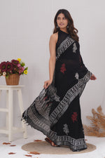 Load image into Gallery viewer, Cotton Linen Saree with Hand Block Print - Shivanya Handicrafts Women's Traditional Indian Wear