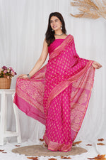 Load image into Gallery viewer, Pure Chanderi Silk Saree with Hand Block Print - Shivanya Handicrafts Women's Traditional Indian Wear