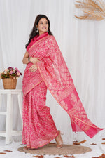 Load image into Gallery viewer, Pure Chanderi Silk Saree with Hand Block Print - Shivanya Handicrafts Women's Traditional Indian Wear