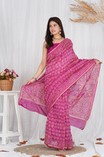 Load image into Gallery viewer, Pure Chanderi Silk Saree with Hand Block Print - Shivanya Handicrafts Women's Traditional Indian Wear