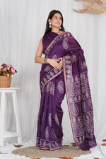 Load image into Gallery viewer, Pure Chanderi Silk Saree with Hand Block Print - Shivanya Handicrafts Women's Traditional Indian Wear