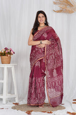 Load image into Gallery viewer, Pure Chanderi Silk Saree with Hand Block Print - Shivanya Handicrafts Women's Traditional Indian Wear