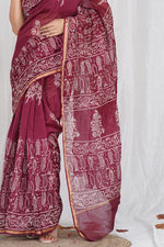 Load image into Gallery viewer, Pure Chanderi Silk Saree with Hand Block Print - Shivanya Handicrafts Women's Traditional Indian Wear