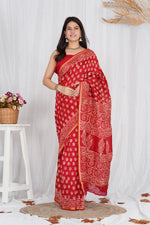 Load image into Gallery viewer, Pure Chanderi Silk Saree with Hand Block Print - Shivanya Handicrafts Women's Traditional Indian Wear