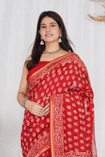 Load image into Gallery viewer, Pure Chanderi Silk Saree with Hand Block Print - Shivanya Handicrafts Women's Traditional Indian Wear
