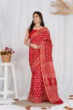 Load image into Gallery viewer, Pure Chanderi Silk Saree with Hand Block Print - Shivanya Handicrafts Women's Traditional Indian Wear