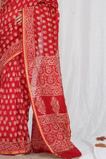 Load image into Gallery viewer, Pure Chanderi Silk Saree with Hand Block Print - Shivanya Handicrafts Women's Traditional Indian Wear