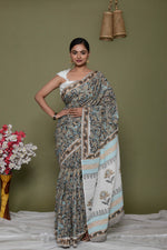 Load image into Gallery viewer, Mulmul Cotton Saree with Hand Block Print - Shivanya Handicrafts Women's Traditional Indian Wear