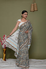 Load image into Gallery viewer, Mulmul Cotton Saree with Hand Block Print - Shivanya Handicrafts Women's Traditional Indian Wear