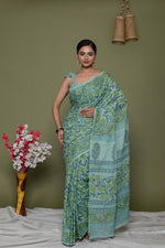 Load image into Gallery viewer, Mulmul Cotton Saree with Hand Block Print - Shivanya Handicrafts Women's Traditional Indian Wear