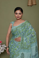 Load image into Gallery viewer, Mulmul Cotton Saree with Hand Block Print - Shivanya Handicrafts Women's Traditional Indian Wear