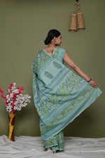 Load image into Gallery viewer, Mulmul Cotton Saree with Hand Block Print - Shivanya Handicrafts Women's Traditional Indian Wear