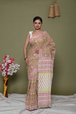 Load image into Gallery viewer, Mulmul Cotton Saree with Hand Block Print - Shivanya Handicrafts Women's Traditional Indian Wear