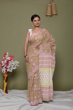 Load image into Gallery viewer, Mulmul Cotton Saree with Hand Block Print - Shivanya Handicrafts Women's Traditional Indian Wear