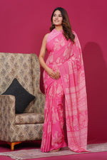 Load image into Gallery viewer, Mulmul Cotton Saree with Hand Block Print - Shivanya Handicrafts Women's Traditional Indian Wear