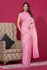 Load image into Gallery viewer, Mulmul Cotton Saree with Hand Block Print - Shivanya Handicrafts Women's Traditional Indian Wear