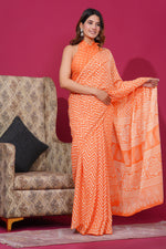 Load image into Gallery viewer, Mulmul Cotton Saree with Hand Block Print - Shivanya Handicrafts Women's Traditional Indian Wear