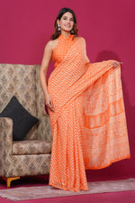 Load image into Gallery viewer, Mulmul Cotton Saree with Hand Block Print - Shivanya Handicrafts Women's Traditional Indian Wear