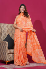 Load image into Gallery viewer, Mulmul Cotton Saree with Hand Block Print - Shivanya Handicrafts Women's Traditional Indian Wear