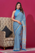 Load image into Gallery viewer, Mulmul Cotton Saree with Hand Block Print - Shivanya Handicrafts Women's Traditional Indian Wear