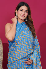Load image into Gallery viewer, Mulmul Cotton Saree with Hand Block Print - Shivanya Handicrafts Women's Traditional Indian Wear