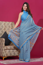 Load image into Gallery viewer, Mulmul Cotton Saree with Hand Block Print - Shivanya Handicrafts Women's Traditional Indian Wear