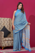Load image into Gallery viewer, Mulmul Cotton Saree with Hand Block Print - Shivanya Handicrafts Women's Traditional Indian Wear