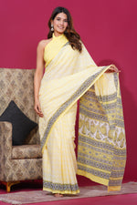 Load image into Gallery viewer, Mulmul Cotton Saree with Hand Block Print - Shivanya Handicrafts Women's Traditional Indian Wear