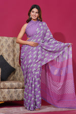 Load image into Gallery viewer, Mulmul Cotton Saree with Hand Block Print - Shivanya Handicrafts Women's Traditional Indian Wear