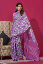 Load image into Gallery viewer, Mulmul Cotton Saree with Hand Block Print - Shivanya Handicrafts Women's Traditional Indian Wear