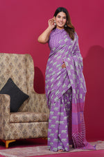 Load image into Gallery viewer, Mulmul Cotton Saree with Hand Block Print - Shivanya Handicrafts Women's Traditional Indian Wear