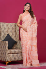 Load image into Gallery viewer, Mulmul Cotton Saree with Hand Block Print - Shivanya Handicrafts Women's Traditional Indian Wear