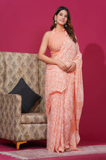 Load image into Gallery viewer, Mulmul Cotton Saree with Hand Block Print - Shivanya Handicrafts Women's Traditional Indian Wear