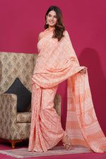 Load image into Gallery viewer, Mulmul Cotton Saree with Hand Block Print - Shivanya Handicrafts Women's Traditional Indian Wear