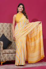 Load image into Gallery viewer, Mulmul Cotton Saree with Hand Block Print - Shivanya Handicrafts Women's Traditional Indian Wear