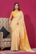 Load image into Gallery viewer, Mulmul Cotton Saree with Hand Block Print - Shivanya Handicrafts Women's Traditional Indian Wear