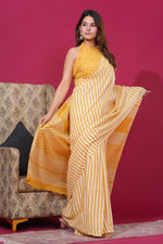 Load image into Gallery viewer, Mulmul Cotton Saree with Hand Block Print - Shivanya Handicrafts Women's Traditional Indian Wear