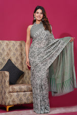 Load image into Gallery viewer, Mulmul Cotton Saree with Hand Block Print - Shivanya Handicrafts Women's Traditional Indian Wear