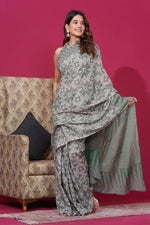 Load image into Gallery viewer, Mulmul Cotton Saree with Hand Block Print - Shivanya Handicrafts Women's Traditional Indian Wear