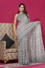 Load image into Gallery viewer, Mulmul Cotton Saree with Hand Block Print - Shivanya Handicrafts Women's Traditional Indian Wear