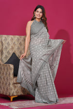 Load image into Gallery viewer, Mulmul Cotton Saree with Hand Block Print - Shivanya Handicrafts Women's Traditional Indian Wear