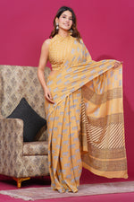 Load image into Gallery viewer, Mulmul Cotton Saree with Hand Block Print - Shivanya Handicrafts Women's Traditional Indian Wear